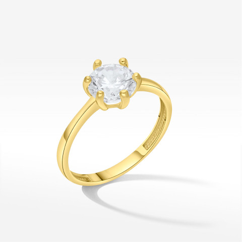 Pierścionek ze złota z białą cyrkonią