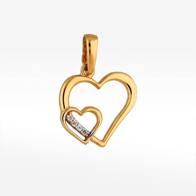Zawieszka ze złota serce z białymi cyrkoniami