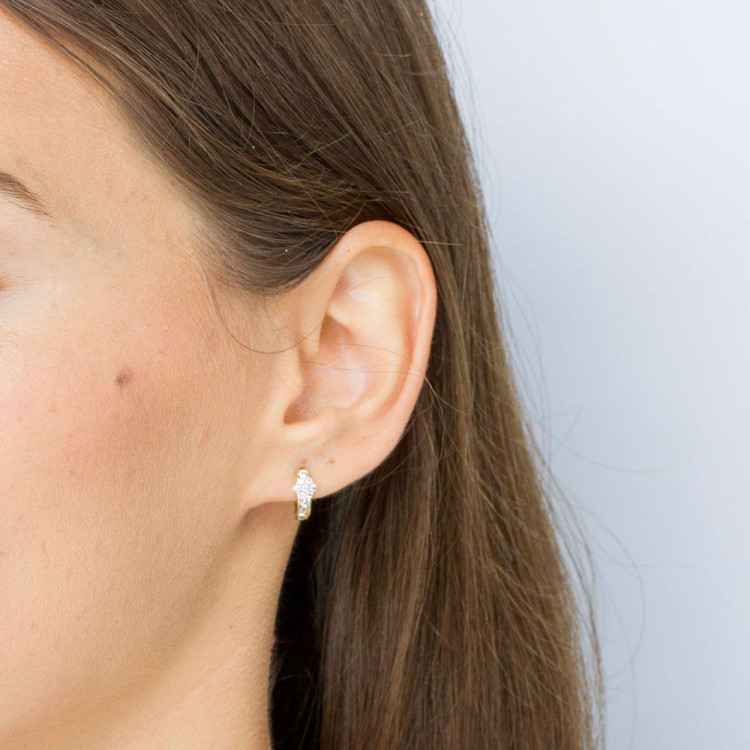 Kolczyki ze złota kwiatek z różowymi i białymi cyrkoniami