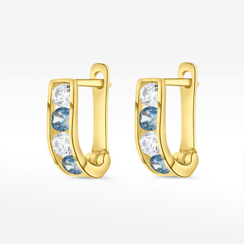 Kolczyki ze złota z niebieskimi i białymi cyrkoniami