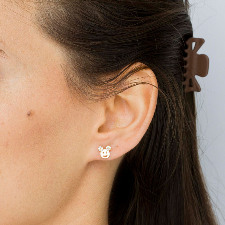 Kolczyki ze złota dziecięce z białymi cyrkoniami