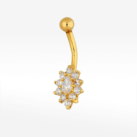 Kolczyk do pępka z białymi cyrkoniami