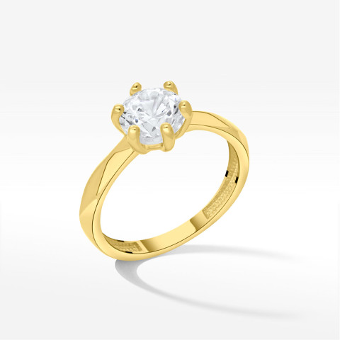 Pierścionek ze złota z białą cyrkonią