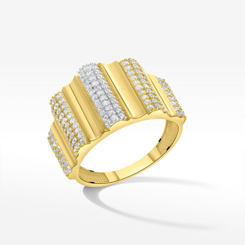 Pierścionek ze złota z białymi cyrkoniami