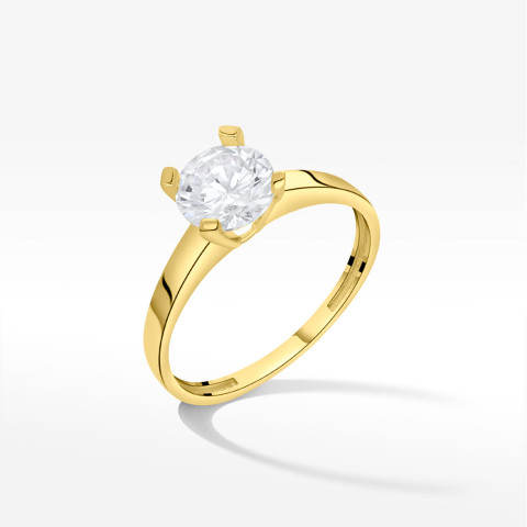 Pierścionek ze złota z białą cyrkonią