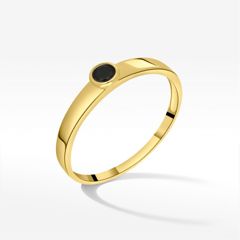 Pierścionek ze złota z czarną cyrkonią