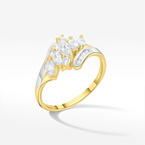 Pierścionek ze złota z białymi cyrkoniami