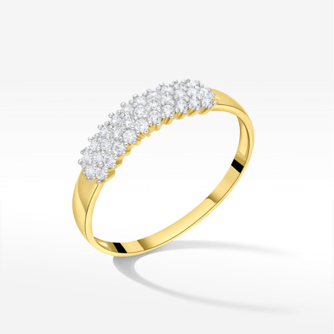 Pierścionek ze złota z białymi cyrkoniami