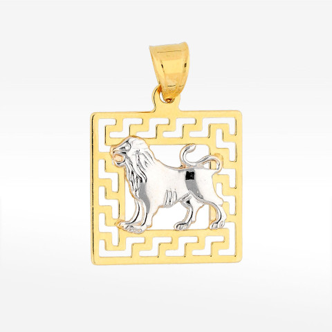 Zawieszka ze złota lew z wzorem greckim