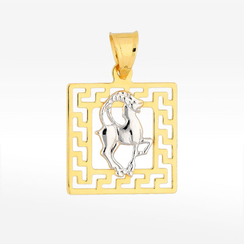 Zawieszka ze złota koziorożec z wzorem greckim