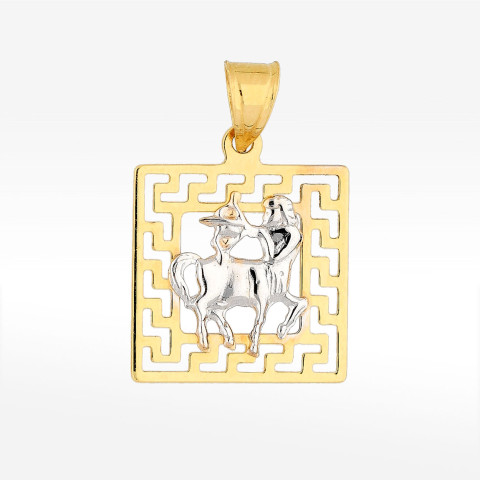 Zawieszka ze złota strzelec z wzorem greckim