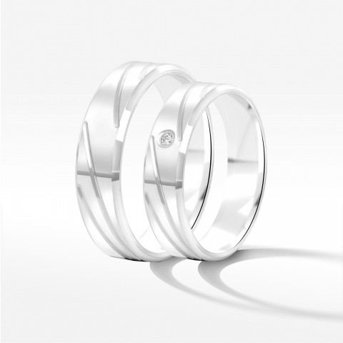 Obrączki ślubne z białego złota 5mm fazowane