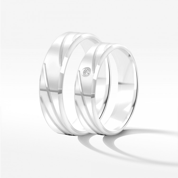 Obrączki ślubne z białego złota 5mm fazowane