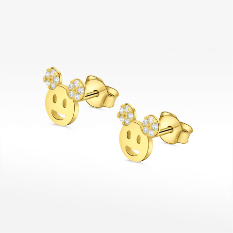 Kolczyki ze złota dziecięce z białymi cyrkoniami