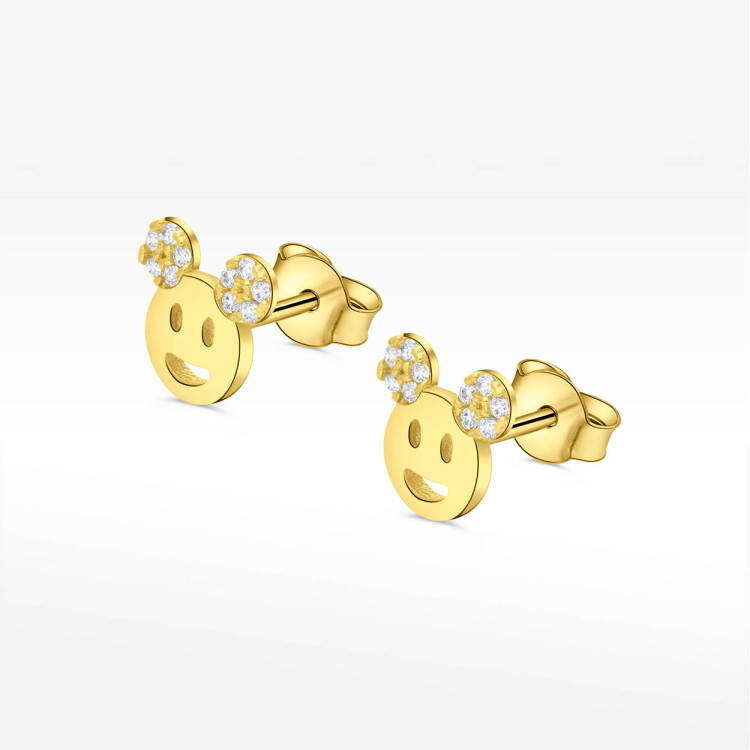 Kolczyki ze złota dziecięce z białymi cyrkoniami