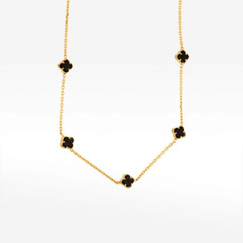 Naszyjnik ze złota 42-45cm z onyksem