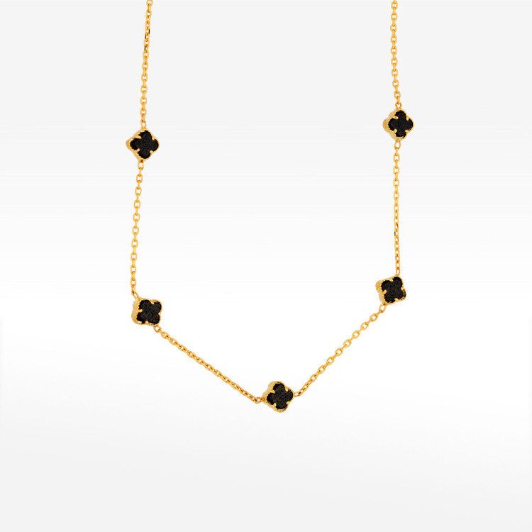 Naszyjnik ze złota 42-45cm z onyksem