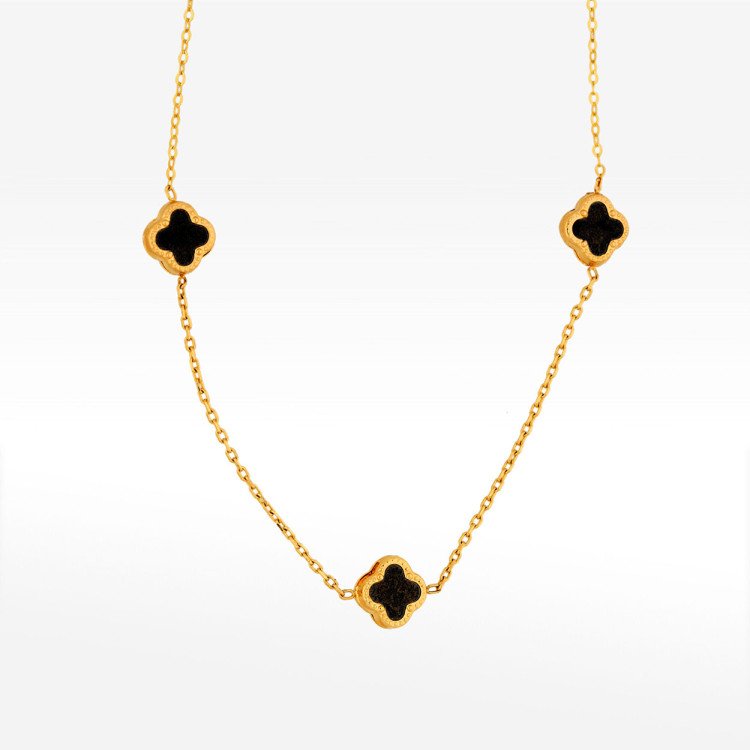 Naszyjnik ze złota 42-45cm z onyksem