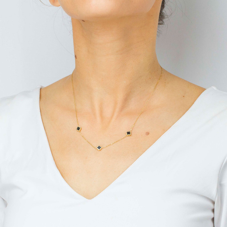 Naszyjnik ze złota 42-45cm z onyksem