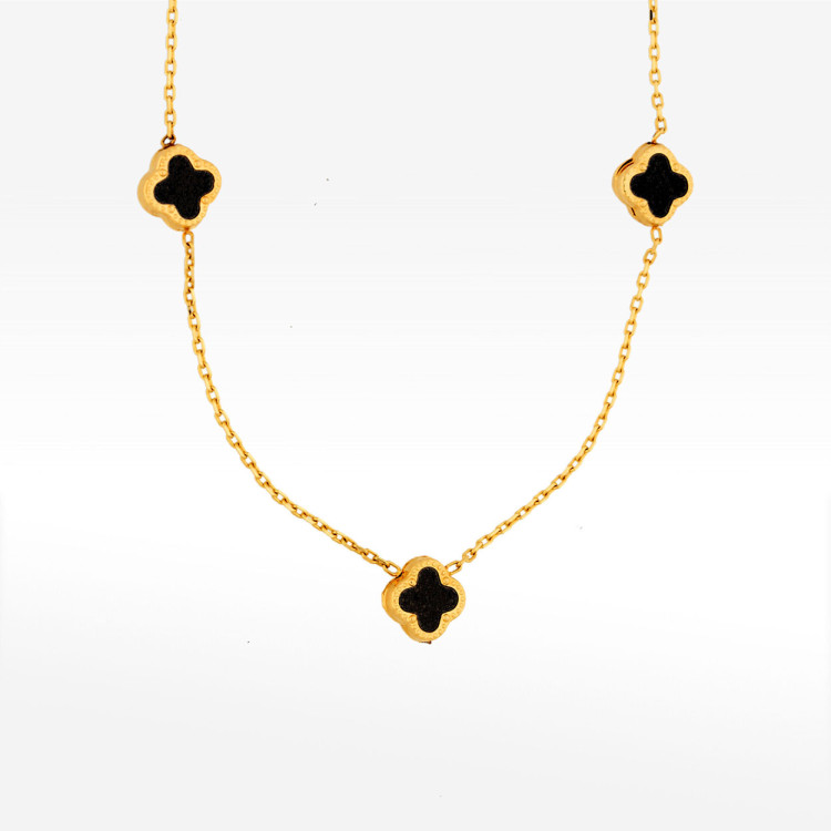 Naszyjnik ze złota 42-45cm z onyksem