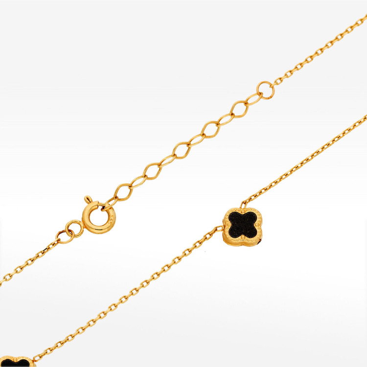 Naszyjnik ze złota 42-45cm z onyksem