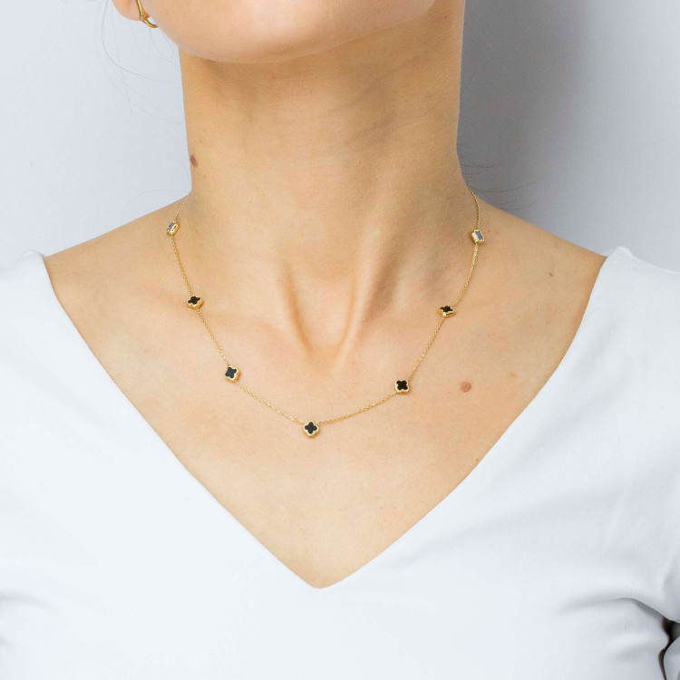 Naszyjnik ze złota 42-45cm z onyksem