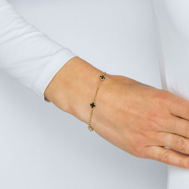 Bransoletka ze złota z onyksem