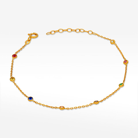 Bransoletka ze złota z kolorowymi cyrkoniami