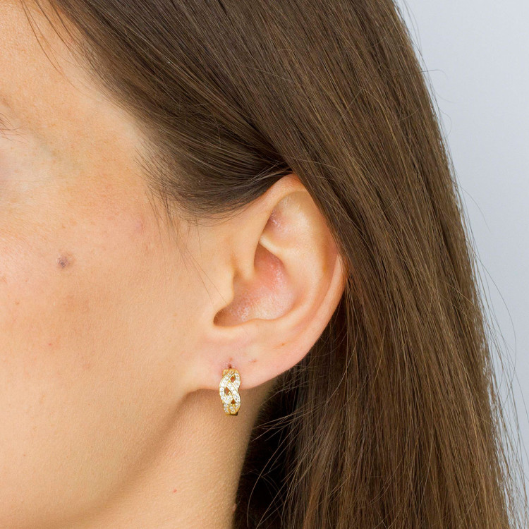 Kolczyki ze złota koła z białymi cyrkoniami