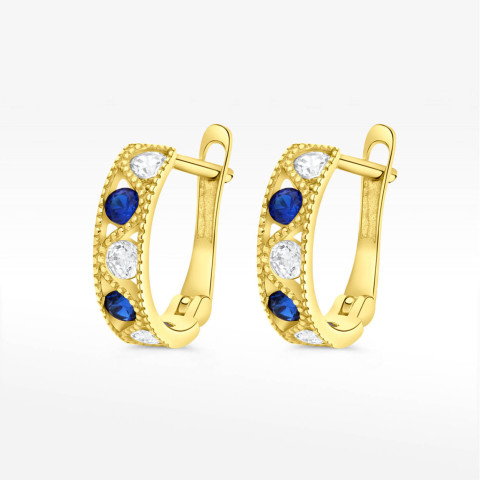Kolczyki ze złota z niebieskimi i białymi cyrkoniami