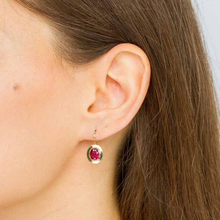 Kolczyki ze złota z różową cyrkonią