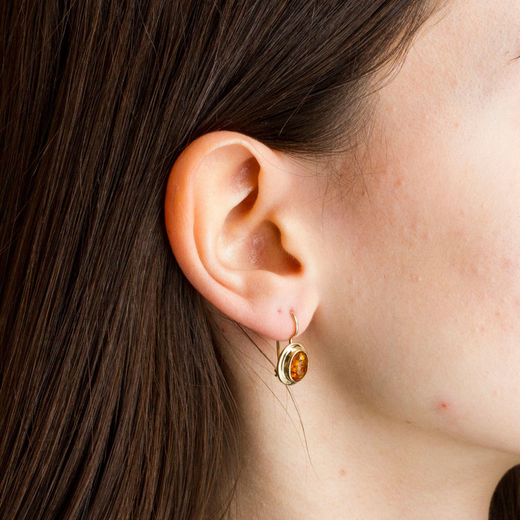 Kolczyki ze złota z bursztynem