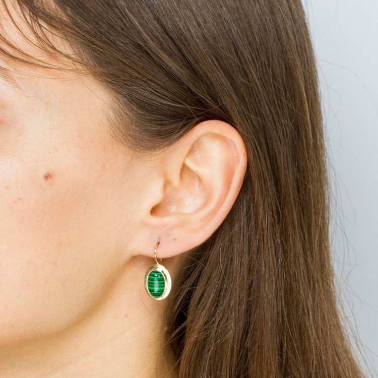 Kolczyki ze złota z malachitem