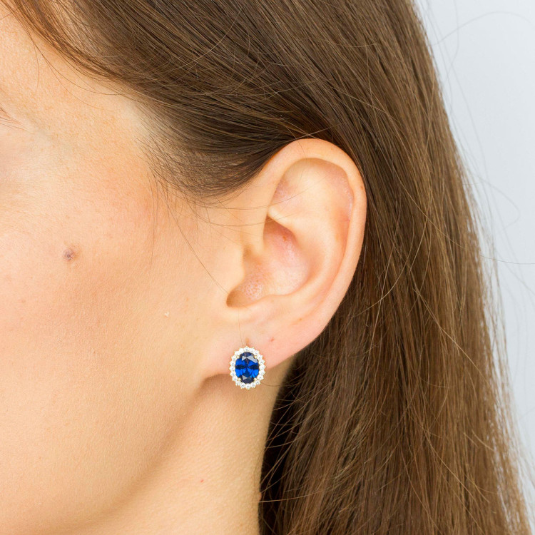 Kolczyki ze złota z niebieską i białymi cyrkoniami