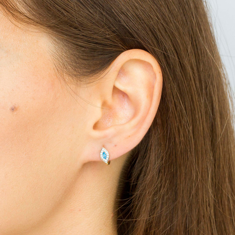 Kolczyki ze złota z niebieską i białymi cyrkoniami