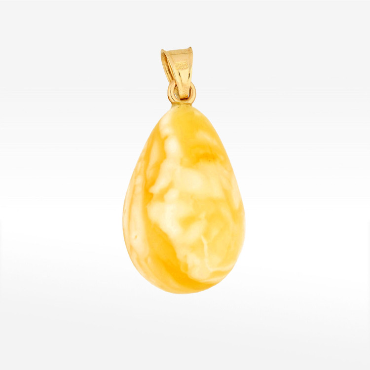 Zawieszka ze złota z bursztynem