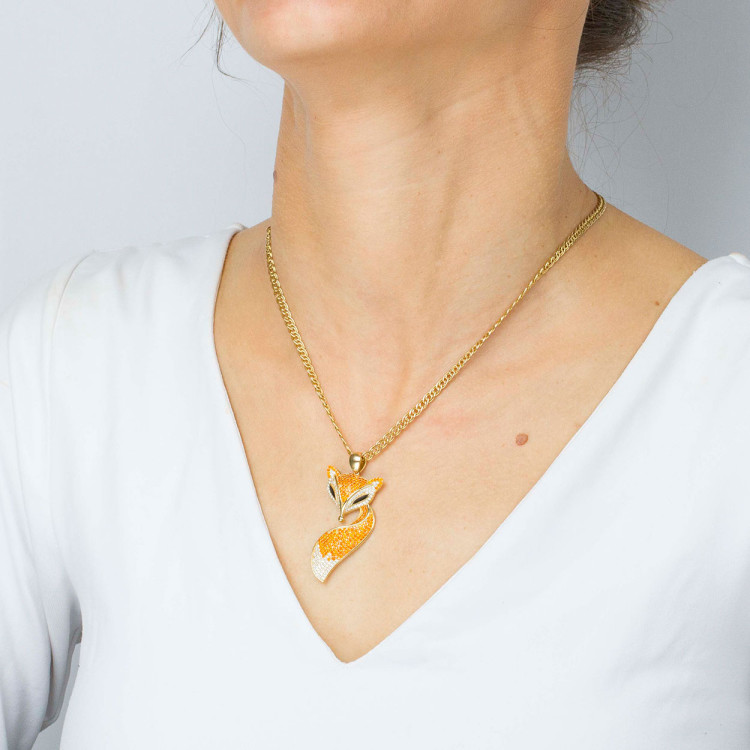 Zawieszka ze złota lis z cyrkoniami