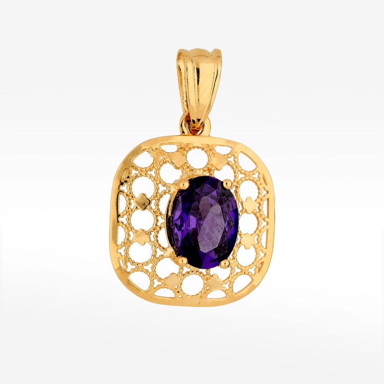 Zawieszka ze złota z fioletową cyrkonią