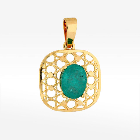 Zawieszka ze złota z zielonym kamieniem