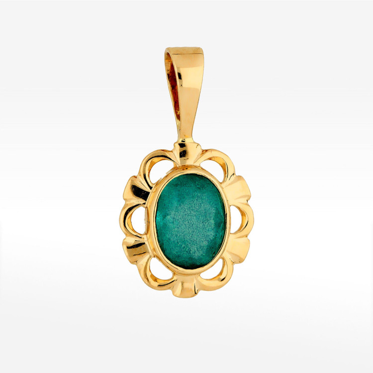 Zawieszka ze złota z zielonym kamieniem