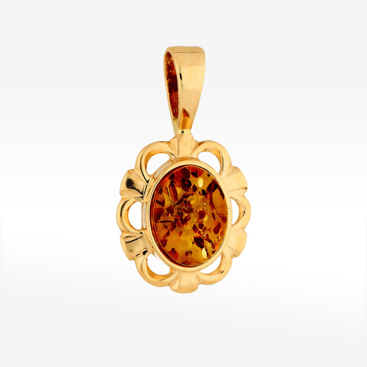 Zawieszka ze złota z bursztynem