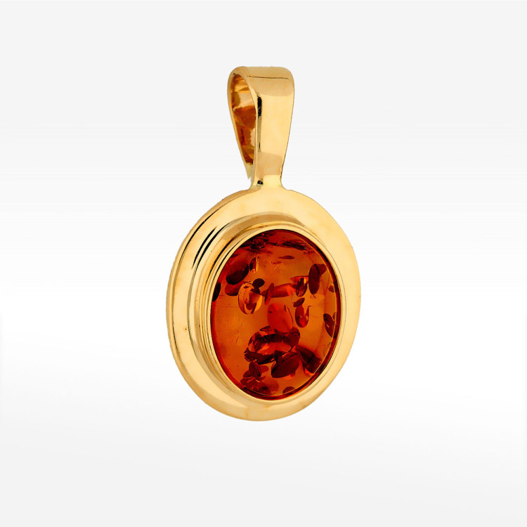 Zawieszka ze złota z bursztynem