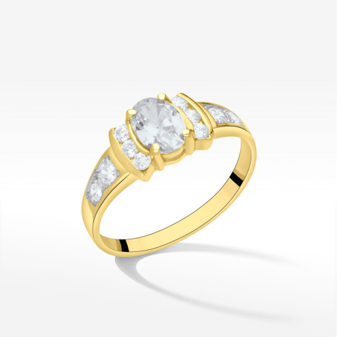 Pierścionek ze złota z białymi cyrkoniami