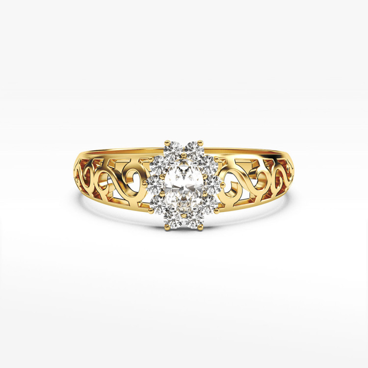 Pierścionek ze złota z białymi cyrkoniami