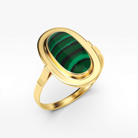 Pierścionek ze złota z malchitem