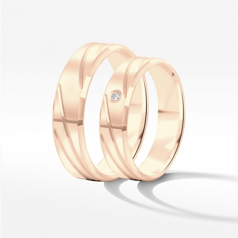 Obrączki ślubne z różowego złota 5mm fazowane