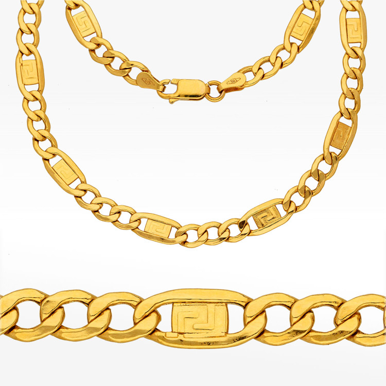 Łańcuszek ze złota figaro z wzorem greckim