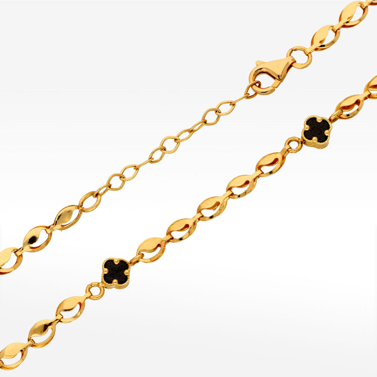 Naszyjnik ze złota 42-45cm z onyksem