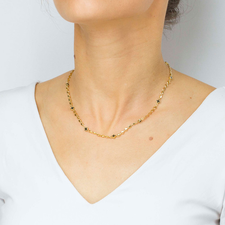 Naszyjnik ze złota 42-45cm z onyksem