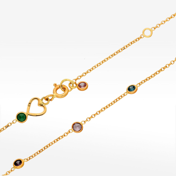 Naszyjnik ze złota 42cm z kolorowymi cyrkoniami